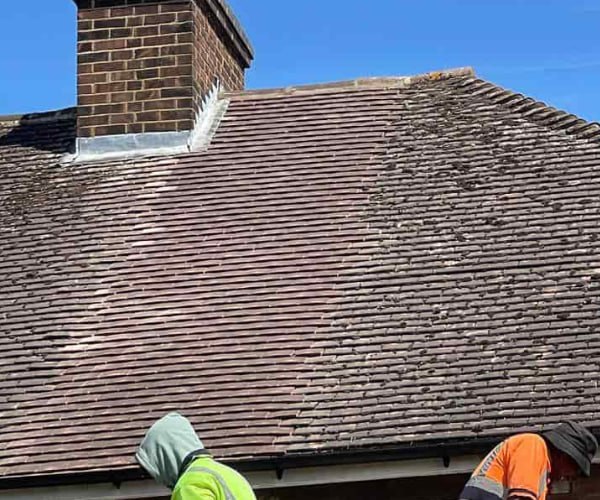 This is a photo of a roof which has just been repaired. Works carried out by NGF Roofing Brixworth